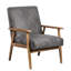 Fauteuil de 25,41 po de large gris - Design moderne de style Mid-Century, structure en bois massif, coussin en mousse confortable, revêtement élégant en microfibre et fauteuil pratique, bois, rembourrage, magnifique revêtement, polyvalent-15978971