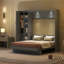 Lit escamotable mural Murphy avec tablettes, garde-robe et lumières DEL-966188682