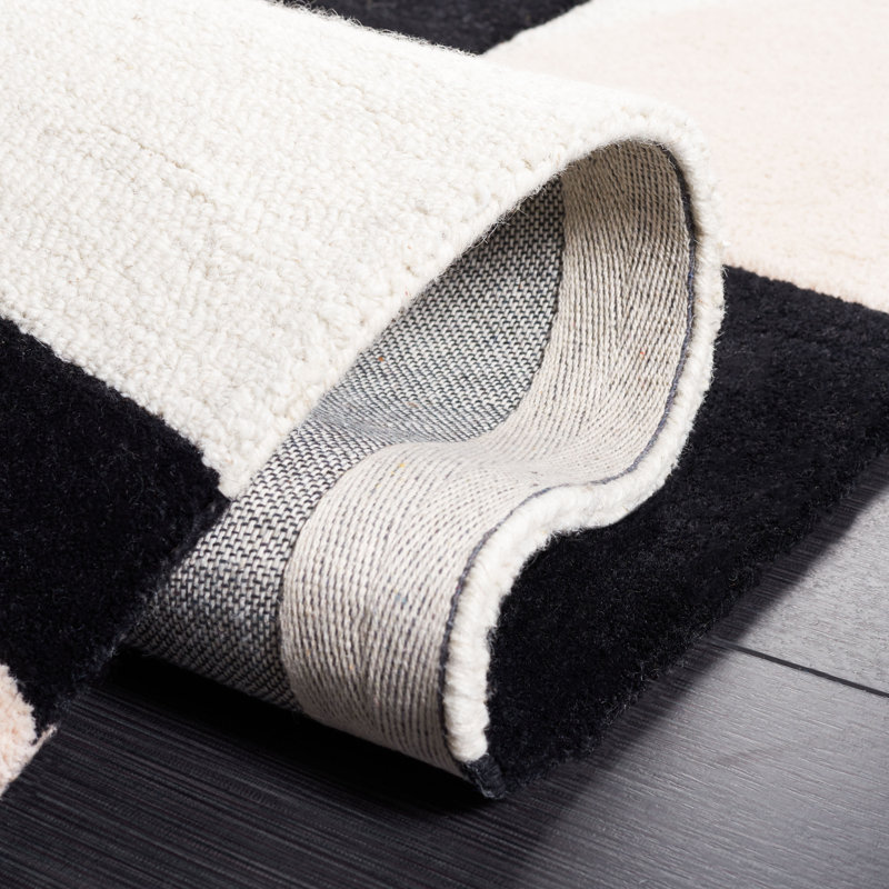 Felipe Handmade Wool Blush/Black Rug, Runner 2'3" x 8'