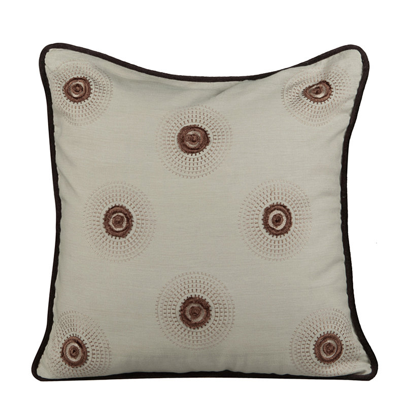 Dazzle Embroidered Feather Reversible Throw Pillow, Fog Green
