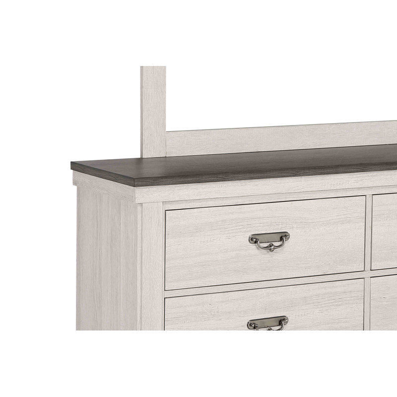 Ensemble de chambre à coucher à panneau classique avec finition crème, 4 pièces, Lit double