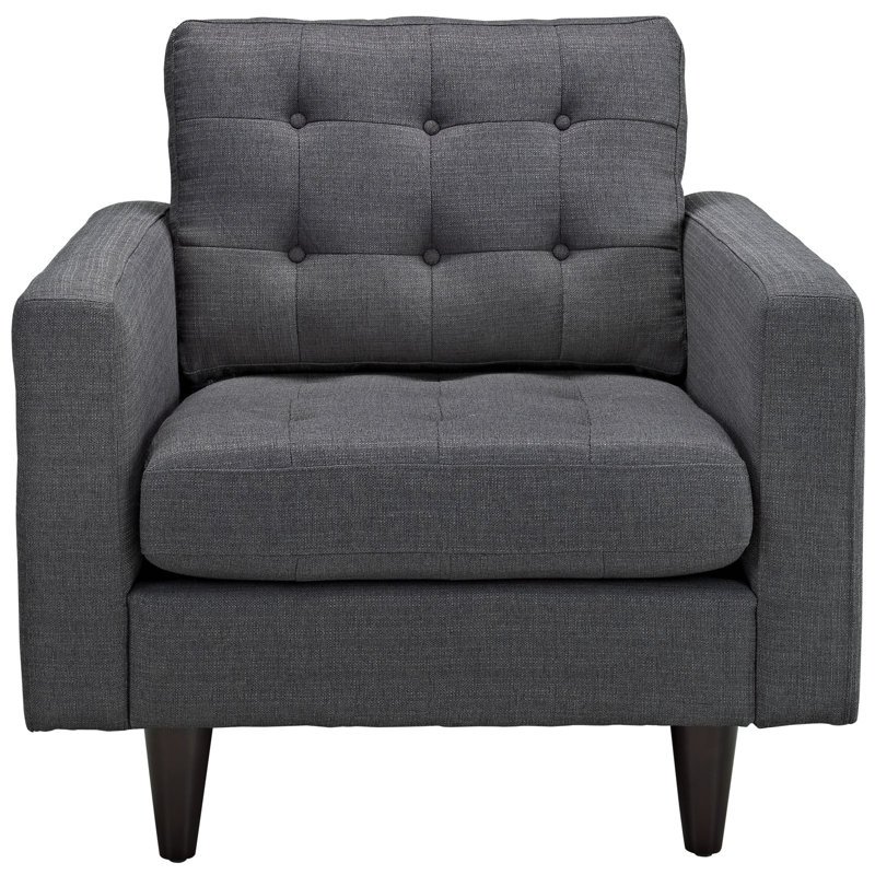 Fauteuil rembourré, Velours performance gris