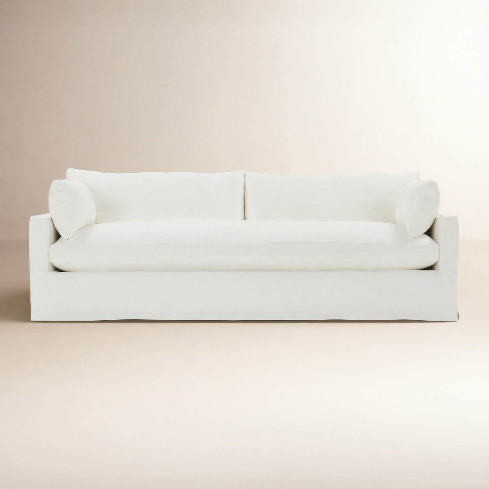 Sylvie 100" Sofa, White Polyester Blend (102CR-19), 37" H x 100" W x 44" D