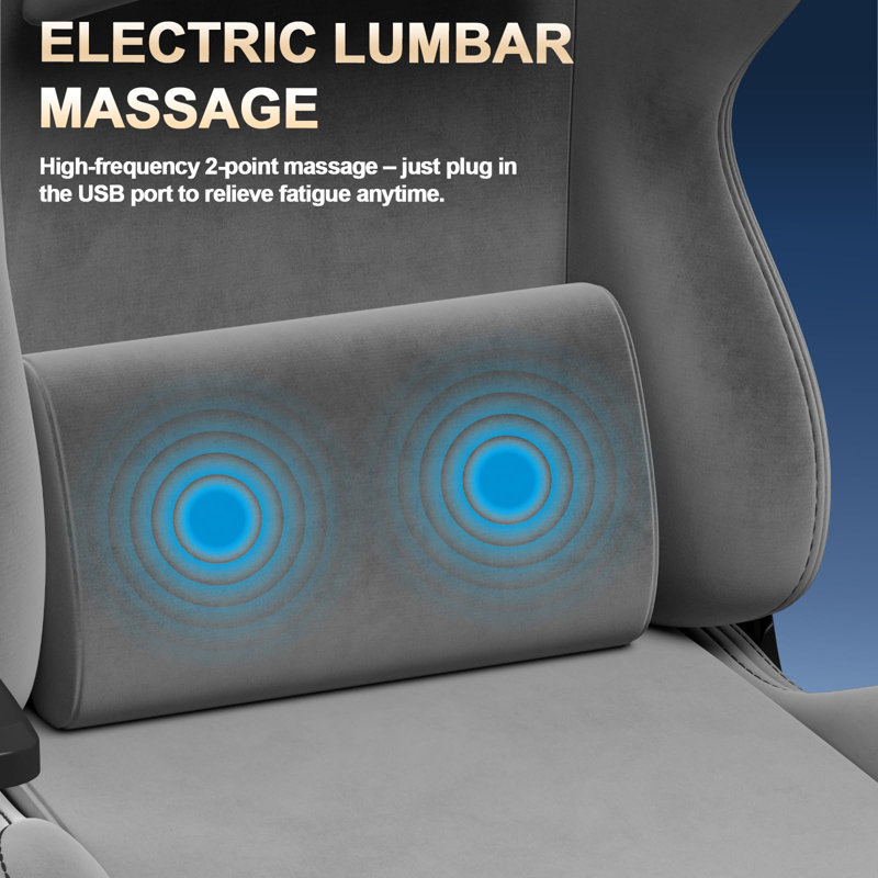 Inbox Zero Adjustable Reclining Ergonomic Swiveling PC & Racing Game Chair, Light Grey