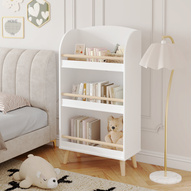 Bibliothèque, bibliothèque à 3 niveaux, organisateur de livres, armoire de rangement pour jouets, blanc