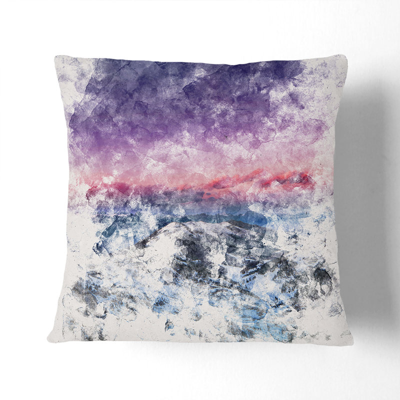 The Dolomites in Italy Watercolour Cushion with Filling, 40cm H x 40cm W x 15cm D, Stone