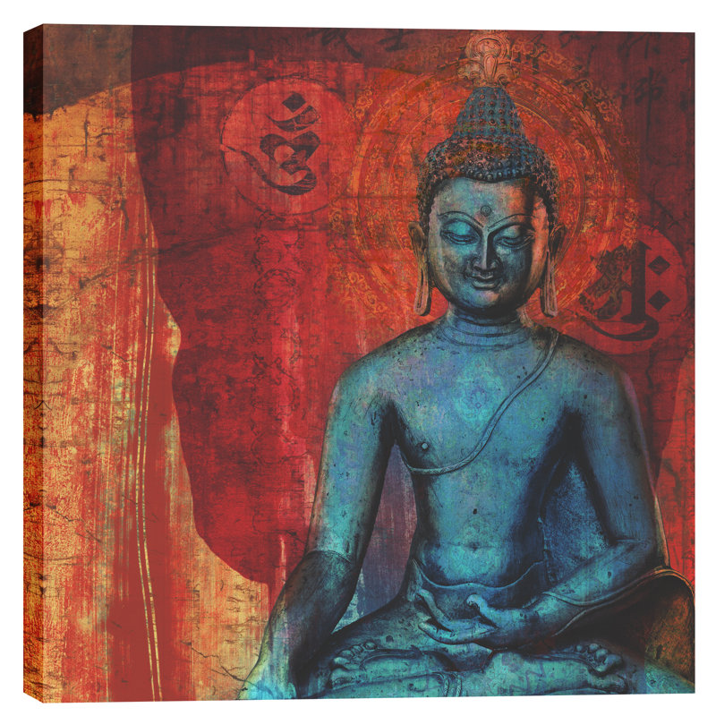 «Blue Buddha» par Elena Ray, art mural sur toile, H 26 po x l 26 po x P 1,5 po