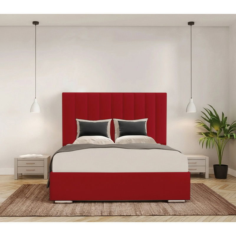 Caylob Upholstered Bed, Red, Small Double