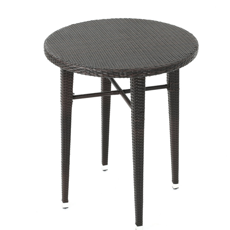 Round Patio Bar Table, All Weather With Iron Support, 41" H 32.5" W L, Brown Multi Style Chic Table In Hue - , Frame, X 34.21" D
