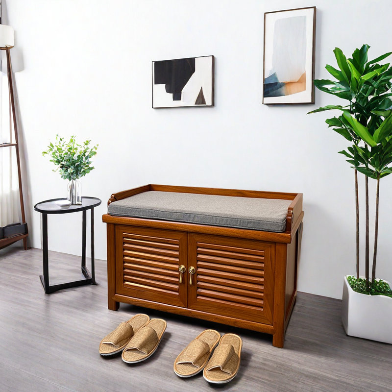 8 Pair Solid Wood Shoe Storage Bench