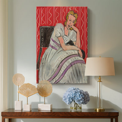 Jeune femme assise dans une robe grise - toile tendue par Henri Matisse