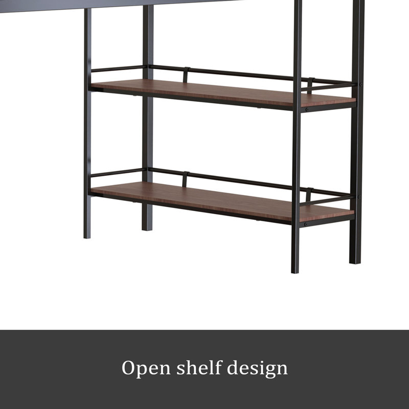 Loft Bed With Easy Climbing Ladder And Guardrails, Loft Bed Frame For Bedroom