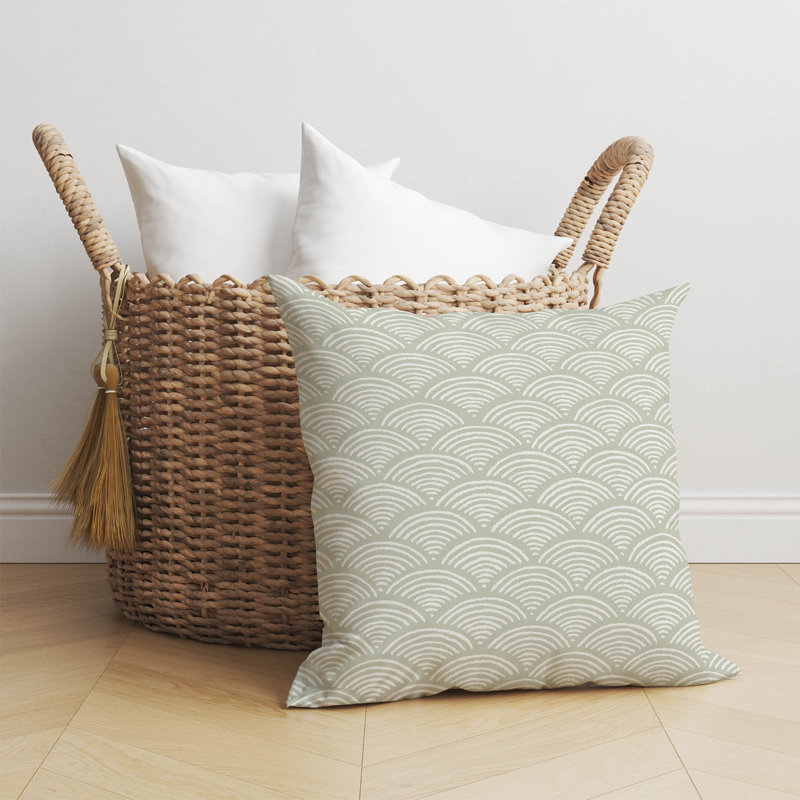Coussin Rolling Waves, Géométrique vert clair, H 26 po x l 26 po