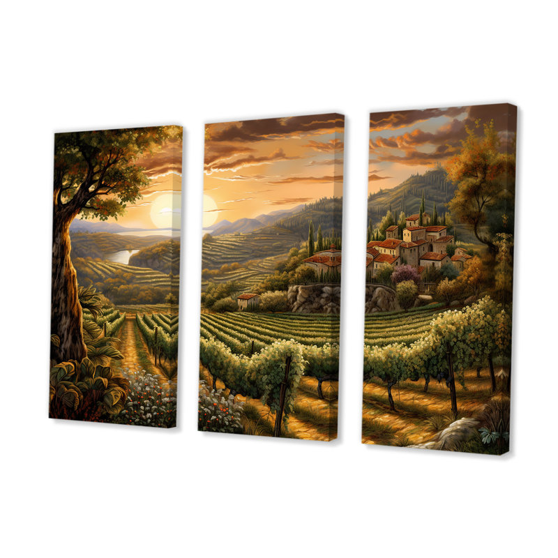 «Vineyard Charm», ensemble d'art sur toile Vineyard, H 28 po x l 36 po x P 1 po, Toile tendue