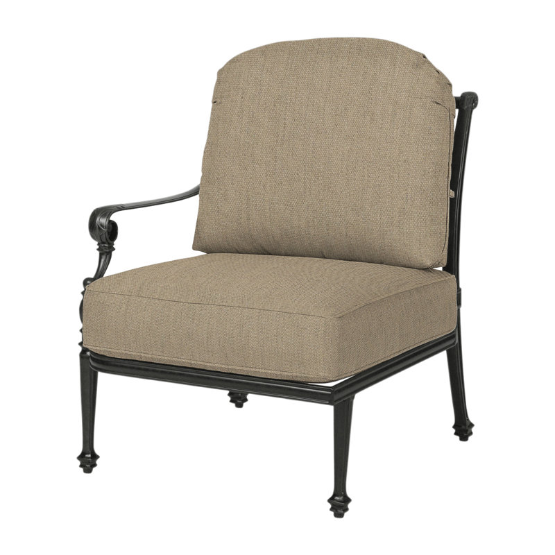 Grand Terrace Outdoor One Arm Lounge Chair, Canvas Heather Beige Sunbrella® Canvas, Desert Bronze
