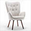 Fauteuil à oreilles de style Mid-Century moderne, fauteuil capitonné en tissu de polyester avec pieds évasés en bois massif pour le bureau de la chambre à coucher et du salon-1050347539