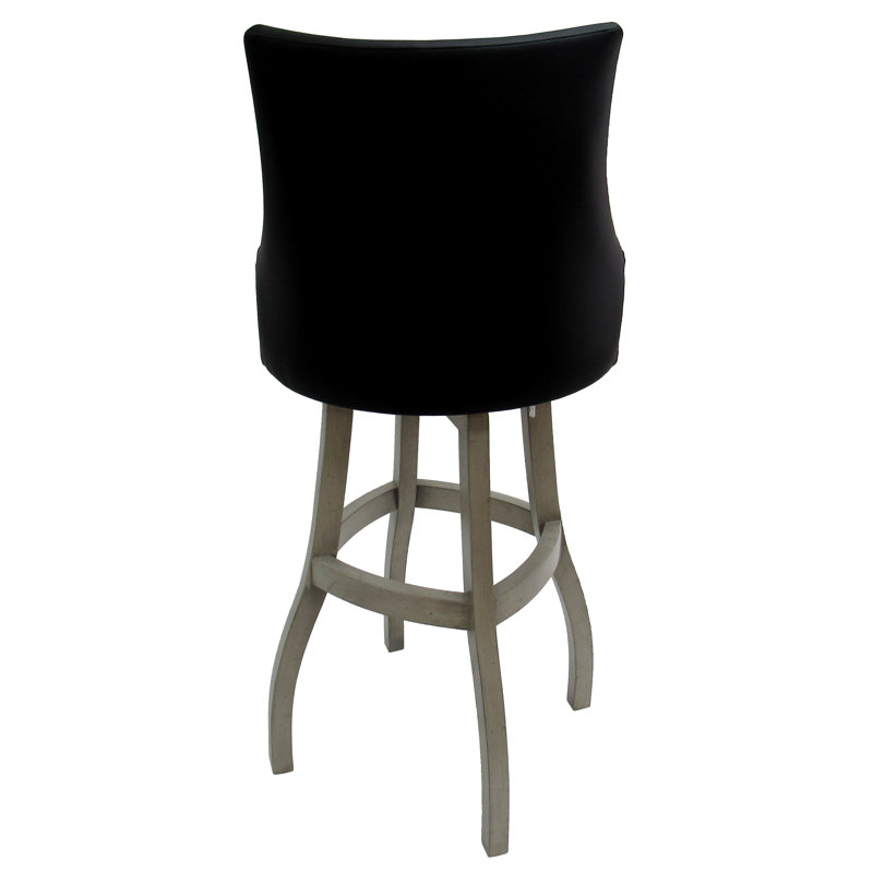 Tabouret pivotant en bois Ridfortore, Noir, Blanc cassé, Tabouret de bar (hauteur du siège 34 po)