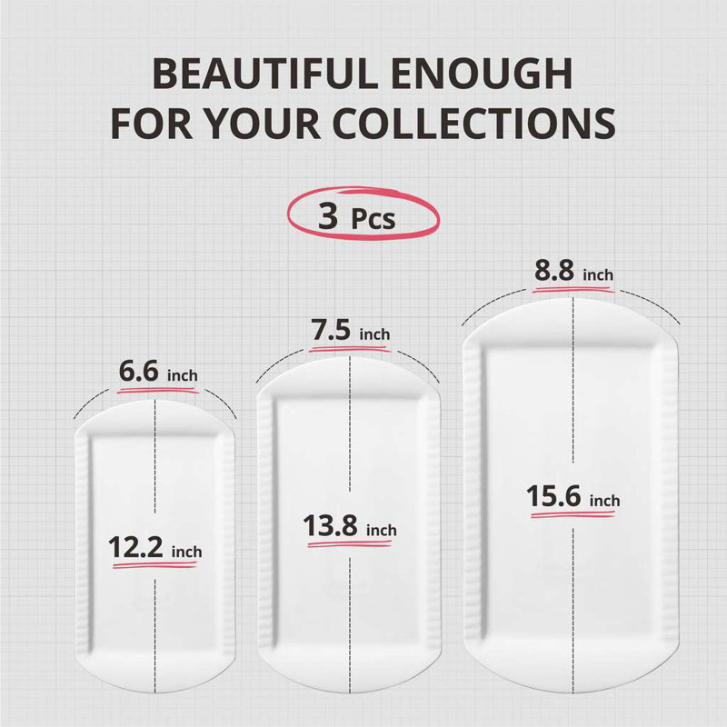 White Serving Platters, 12/14/16", 3-Piece Set