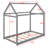 Twin Size Gray Wooden House Bed-2119543380