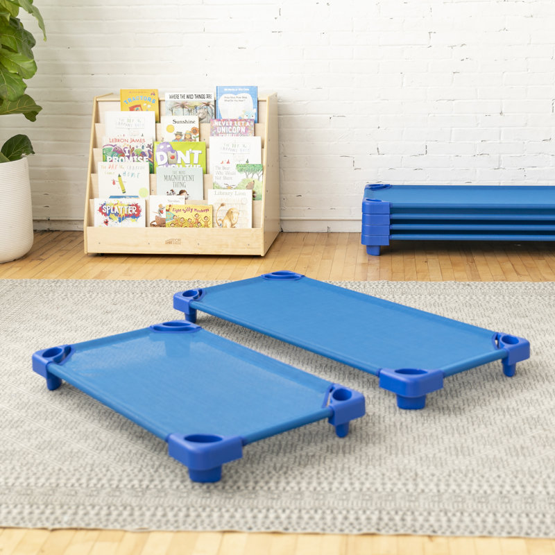 ECR4Kids Stackable Kiddie Cot Corner, Replacement Parts, Daycare Essentials, Blue, 4-Pack