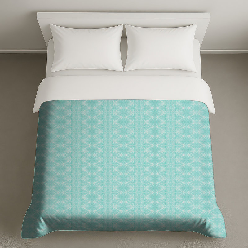 Housses de couette à motif floral turquoise, Twin