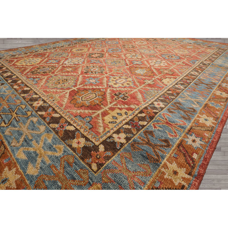 Tapis orange en laine noué à la main Burnt, Rectangulaire 2 pi x 3 pi