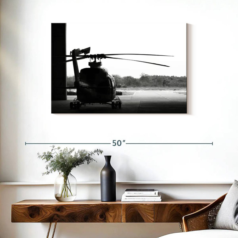 Mehar Monochrome Helicopter, 24" H x 36" W