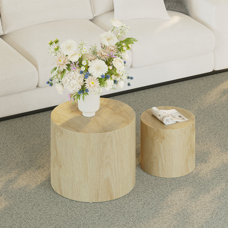 Ensemble de 3 tables basses gigognes, Bois clair
