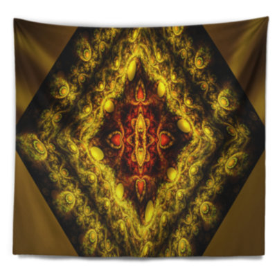 Tapisserie à motif fractal jaune abstract cabalistic