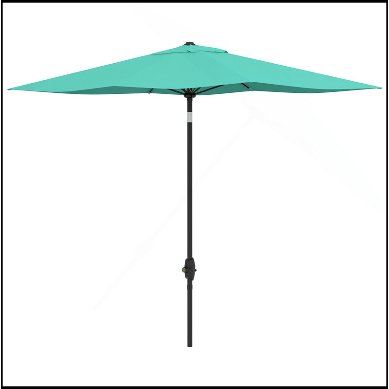Parasol de marché polyvalent pour terrasse, 6,5 pi x 10 pi avec manivelle et bouton poussoir inclinable Versatile, Vert