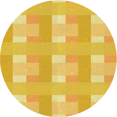 Tapis géométrique en laine jaune