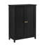  Armoire de rangement de salle de bain l 24 po avec portes doubles et tablettes réglables, armoire de sol autoportante, noir-1756778811