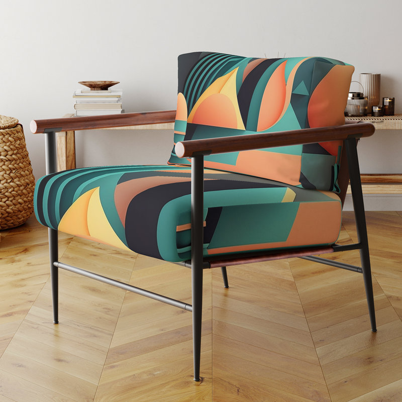 Daryanani - Fauteuil rembourré à motif géométrique abstrait, Noir