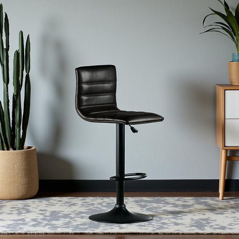Beversley Swivel Upholstered Adjustable Height Counter Stool with Metal Frame