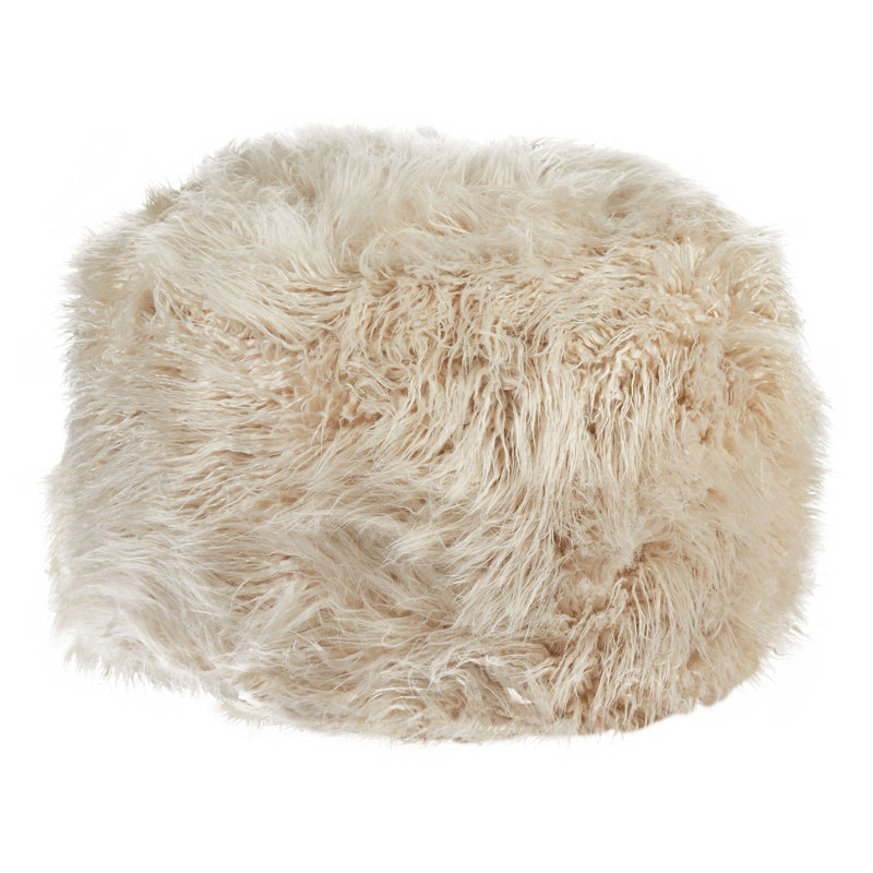 70cm Wide Round Solid Colour Pouffe Ottoman, Light Beige