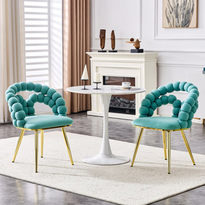 Chaise de salle à manger moderne en velours avec dossier à bulles