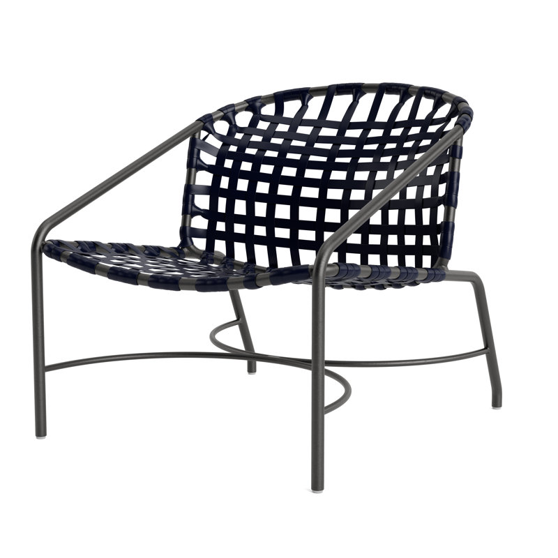 Kantan Outdoor Lounge Chair, Textured Pewter/Marine Vinyl Lace