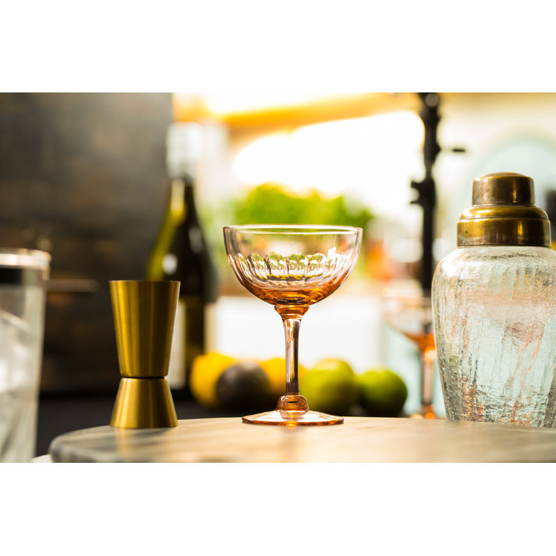 Handmade Crystal Coupe, Clear/Orange