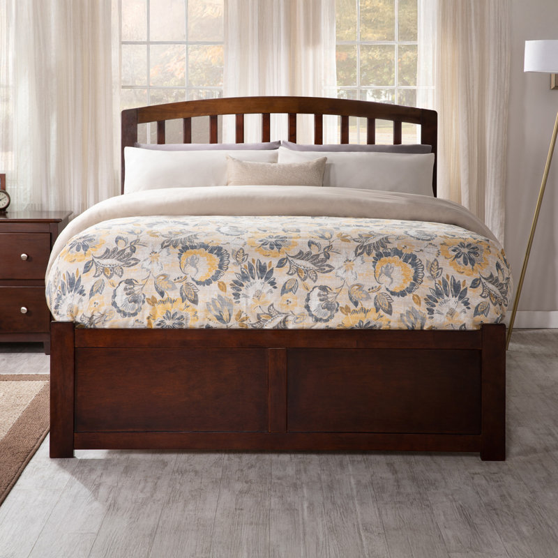 Marlton Solid Wood Platform Bed with Panel Footboard and Trundle, Walnut