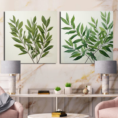Feuillage olive minimaliste à feuilles - ensemble de 2 feuilles de collage carré