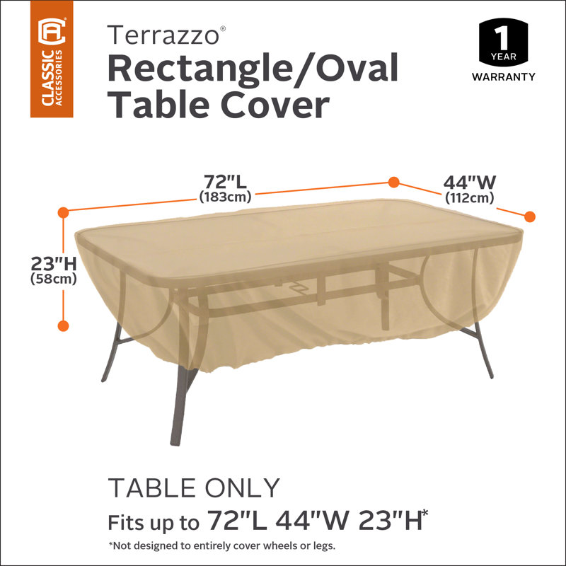 Tan Medium Weight Rectangular Patio Table Cover