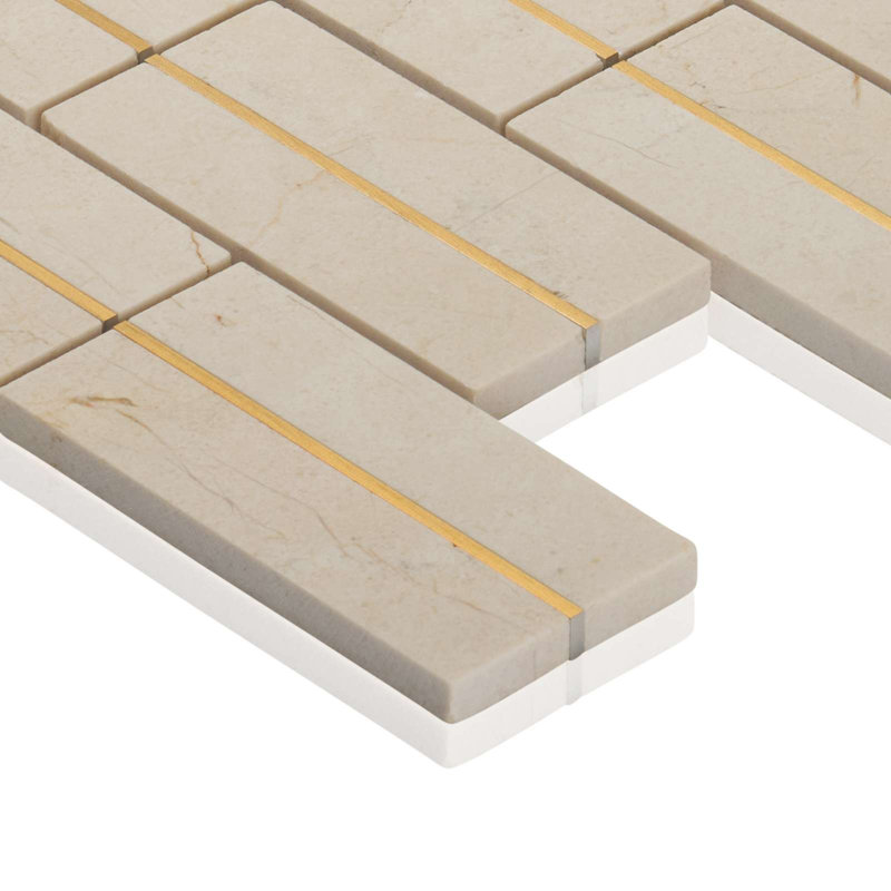 1" x 4" Brick Joint Mosaic Tile, Ivory