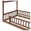 Structure de lit simple en bois avec clôture - maisonnette pour enfants en finition noyer pour garçons et filles-1386252884-1386252887