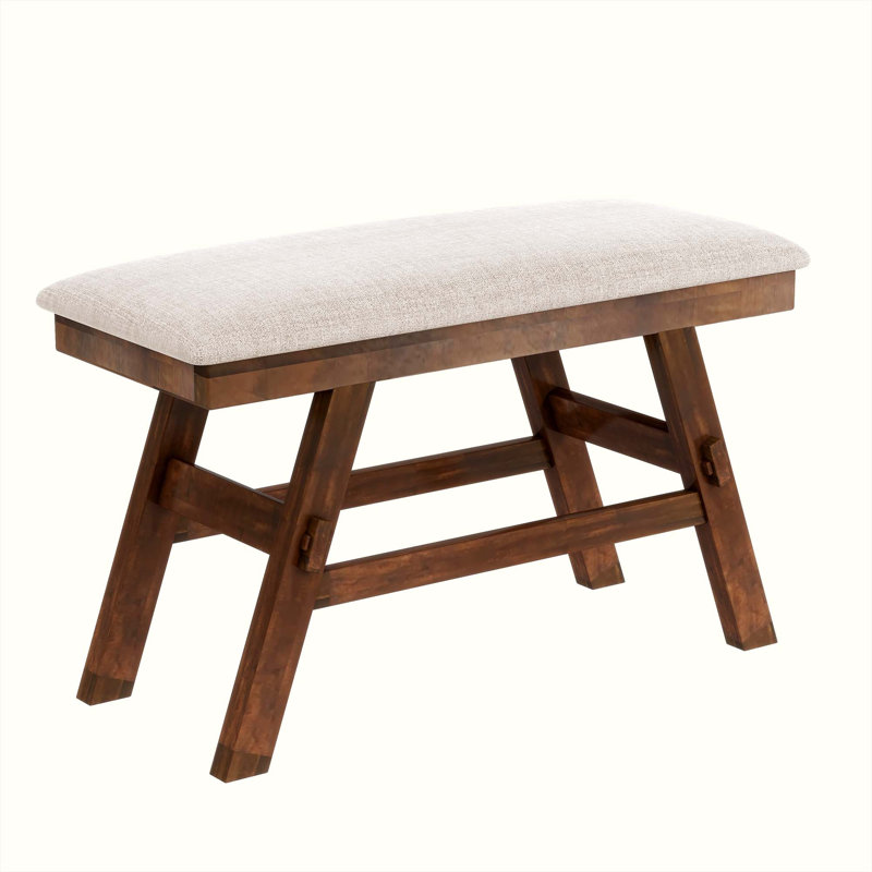 Ensemble de table de salle à manger 6 pièces à hauteur de comptoir en bois avec tablette de rangement, Brun, Brun / crème