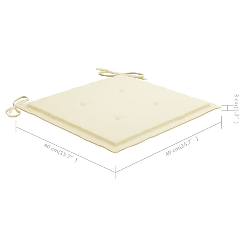 Outdoor Seat Cushion, Cream, 19.7" x 19.7" x 1.2"