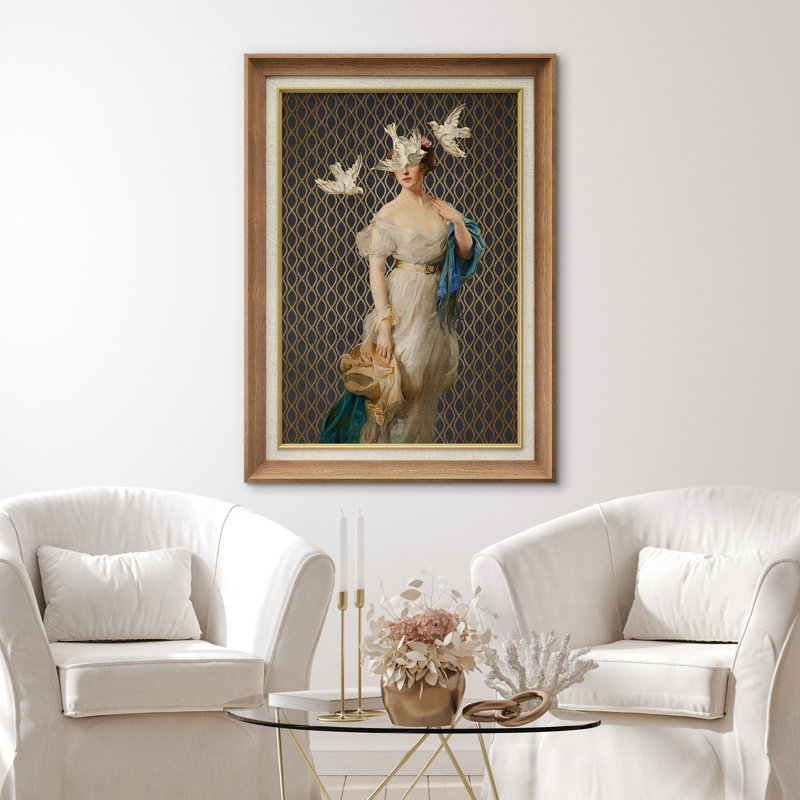 "Al commode classique", "Fantaisiste chic rétro, beaux-arts, femme victorienne classique avec oiseaux", reproduction d'art sur toile