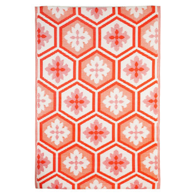 Tapis intérieur/extérieur saumon à tissage plat