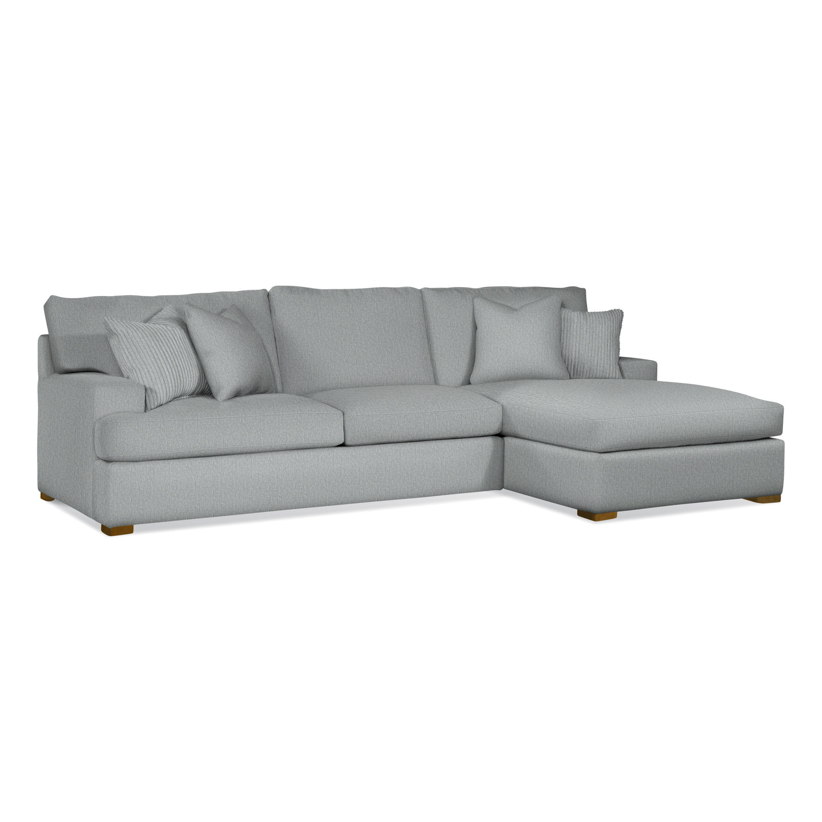 Cambria Chaise Sectional, Light Blue Performance Fabric; 0851-55, Havana Finish
