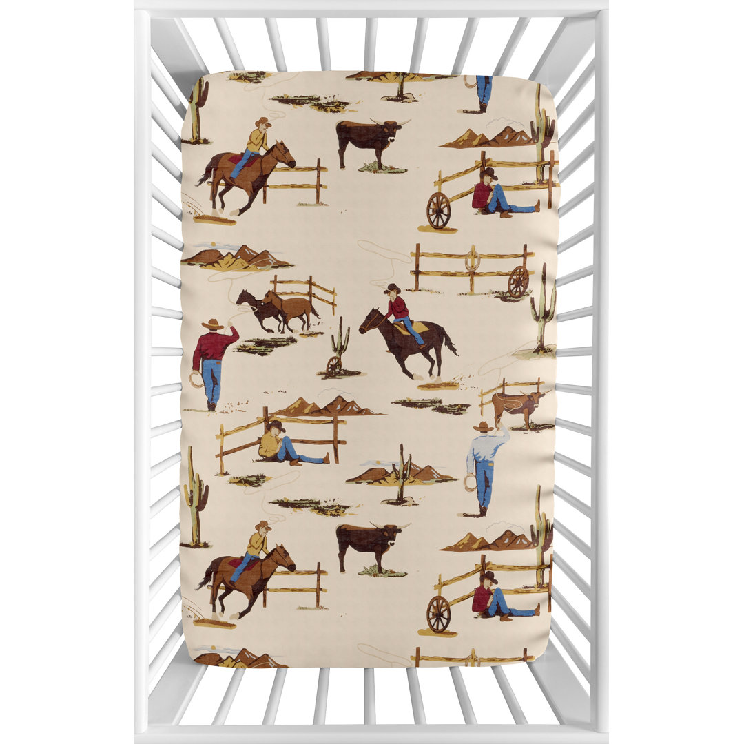 Wild West Cowboy Mini Fitted Crib Sheet Sweet Jojo Designs