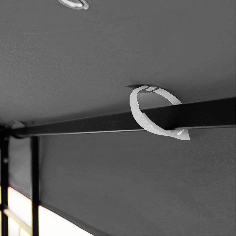 10X10 FT Outdoor Patio Gazebo Replacement Canopy, Double Tiered Gazebo Tent Roof Top Cover Only (Frame Not Include), Gray